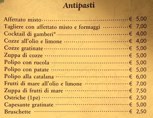 Menu di Il Castello 