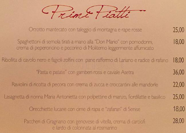 Menu di Tazio 