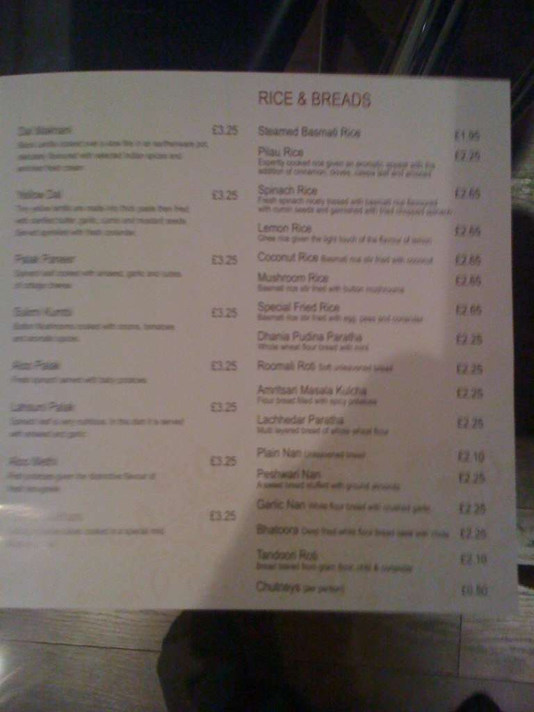 Menu at Bengal Lancer restaurant, Esher