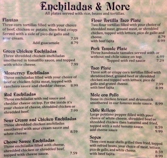 Menu at Esperanza's Mexican Bakery and Cafe, Fort Worth