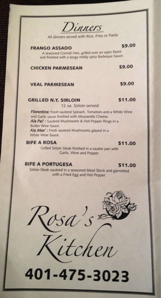 Rosa S Menu Menu For Rosa S Pawtucket Providence