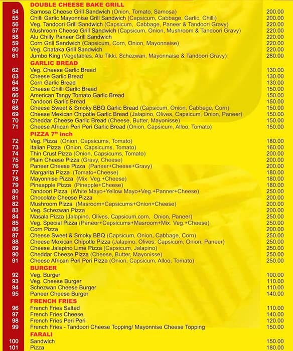 Menu of Baroda Sandwich, Satellite, Ahmedabad