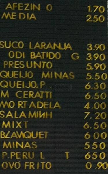 Confeitaria Ponto de Ouro cardápio