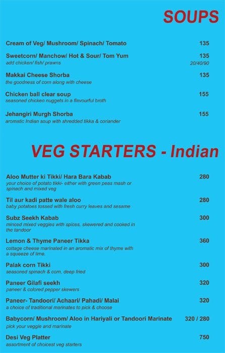 Round about Bar And kitchen menu