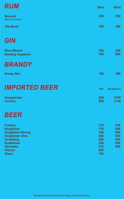 Round about Bar And kitchen menu