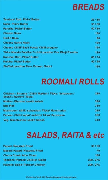 Round about Bar And kitchen menu
