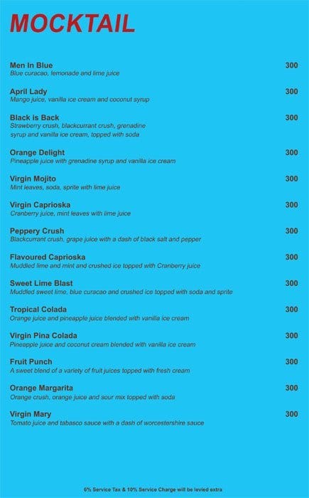 Round about Bar And kitchen menu