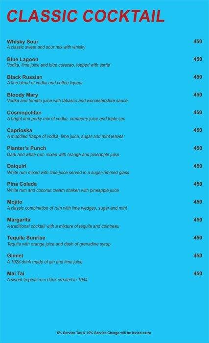 Round about Bar And kitchen menu