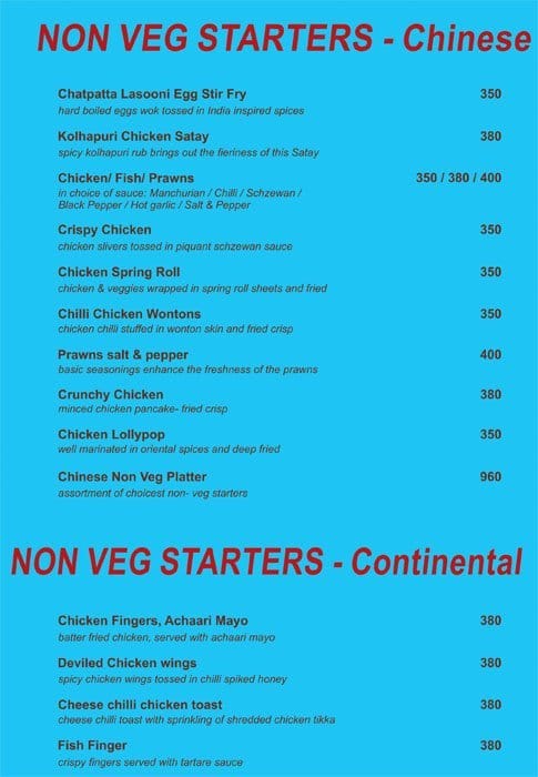 Round about Bar And kitchen menu