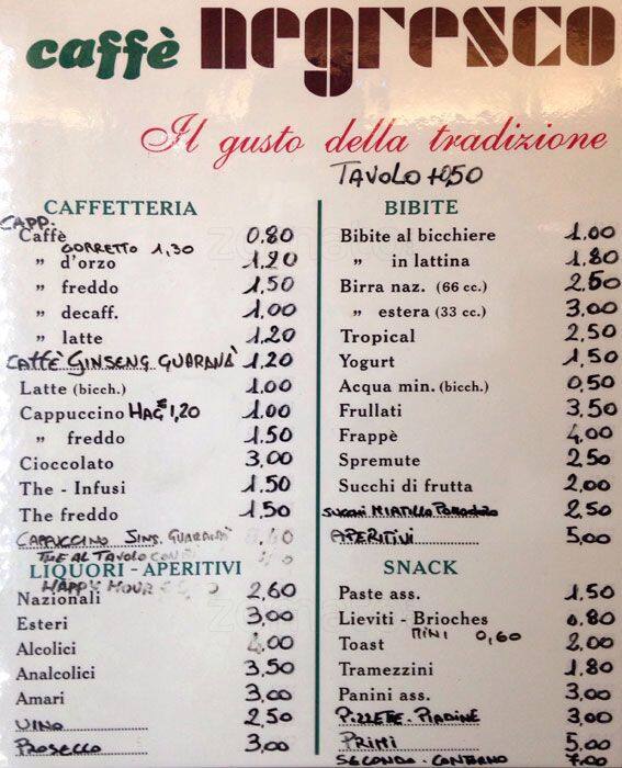 Menu di Cafè Majò 