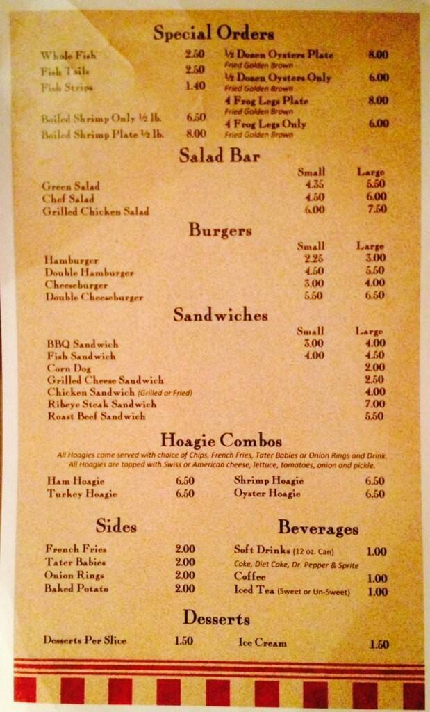 Menu at Pap's Place BBQ, Ackerman