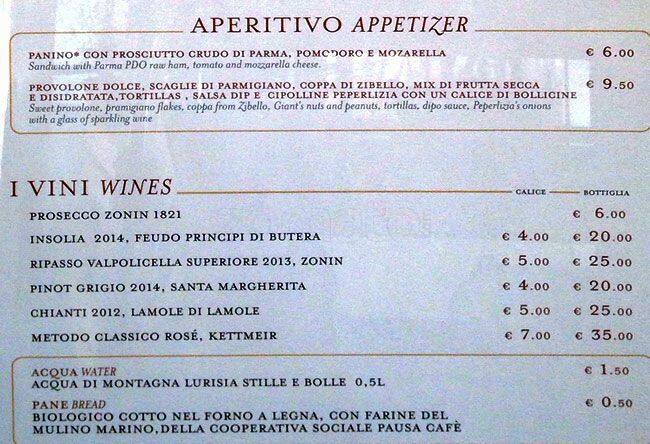 Menu di Italia del Gusto 