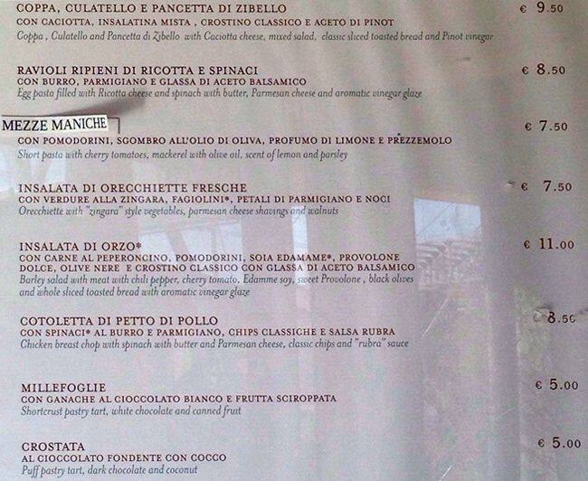 Menu di Italia del Gusto 