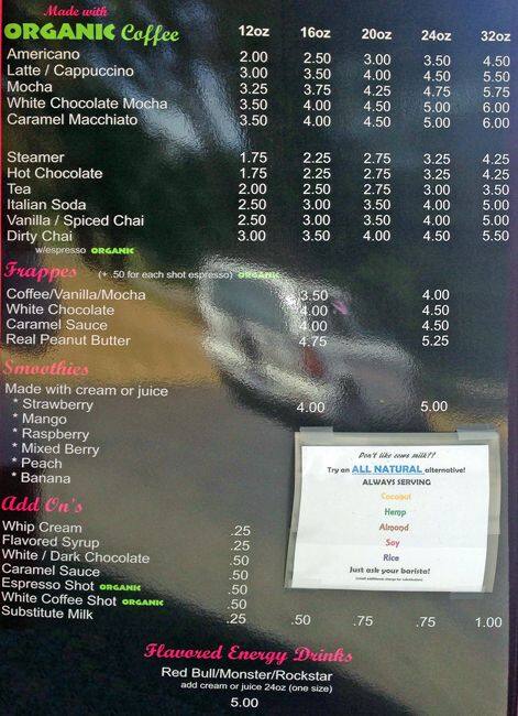 Brew La La menu