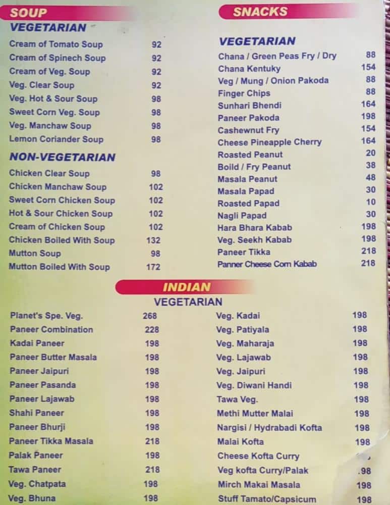 Master Cook Garden Restaurant menu