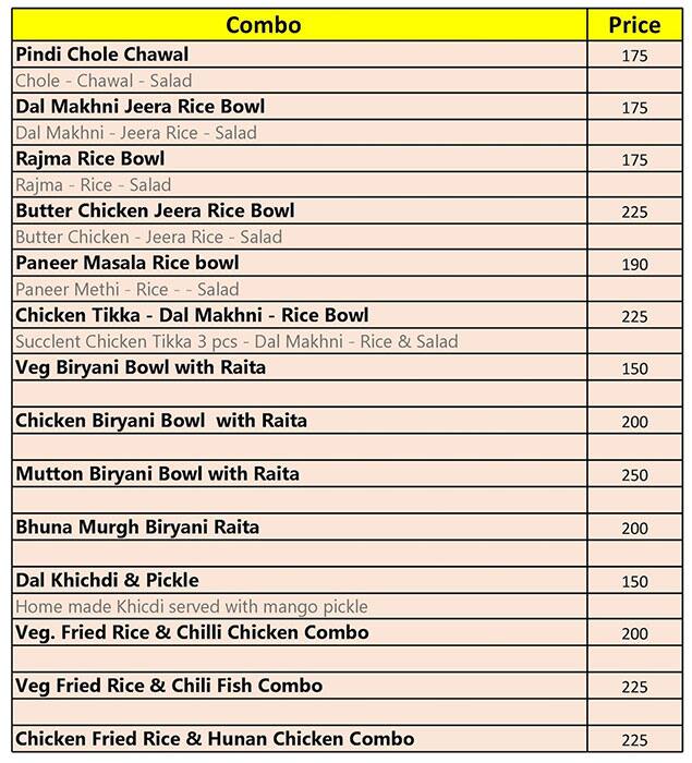 Gourmet menu