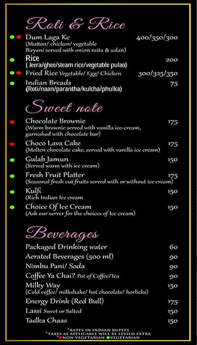 Gourmet menu