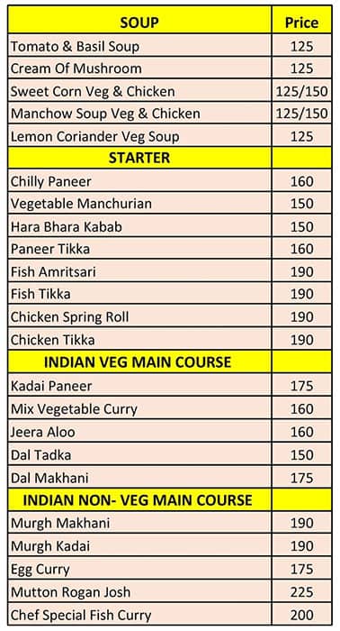 Gourmet menu