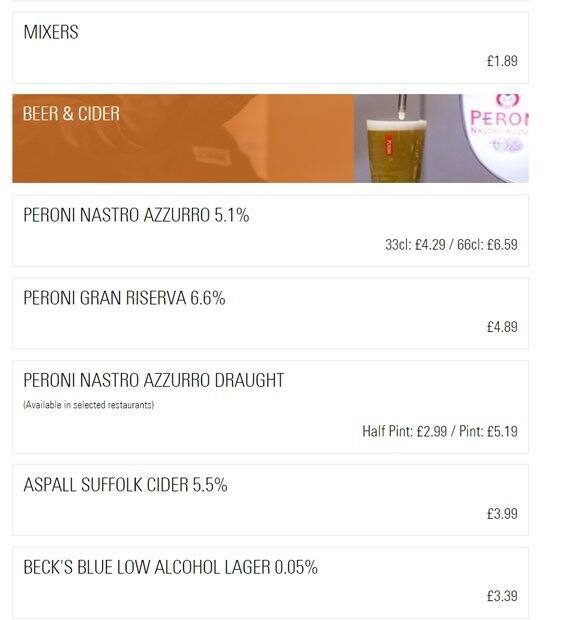 Prezzo - Harrow menu