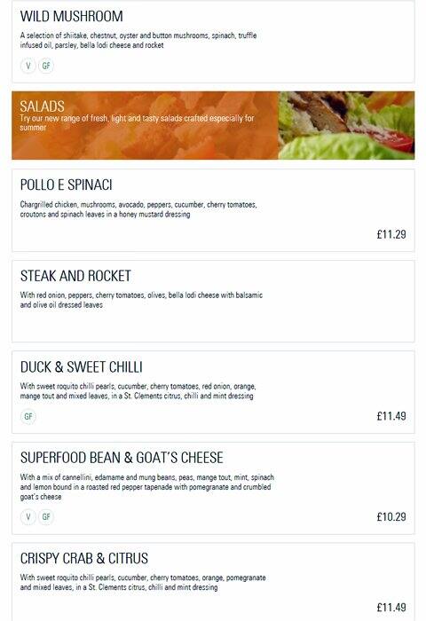 Prezzo - Harrow menu