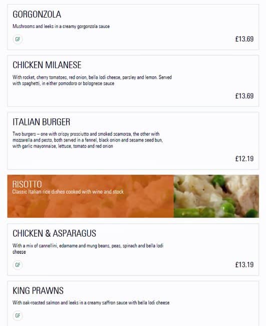 Prezzo - Harrow menu