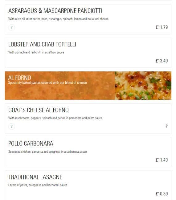 Prezzo - Harrow menu