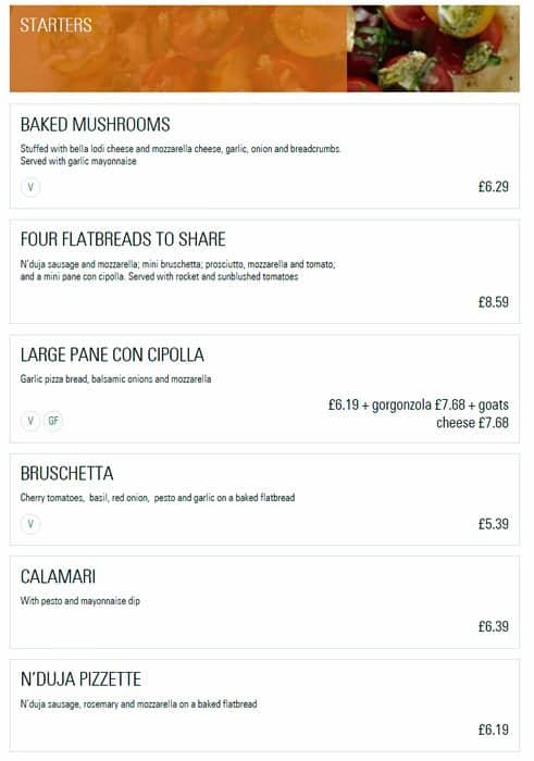 Prezzo - Harrow menu