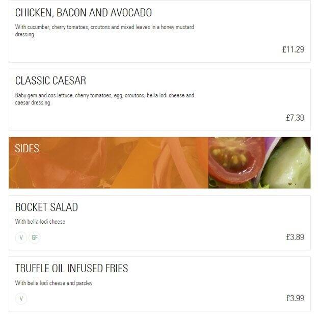 Prezzo - Harrow menu