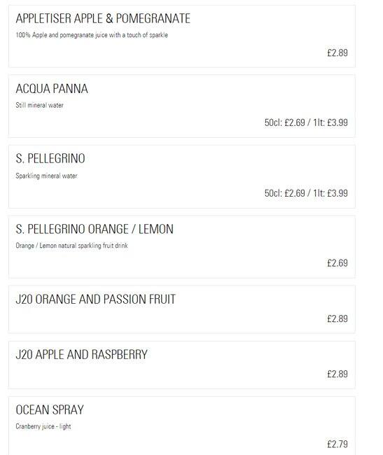 Prezzo - Harrow menu