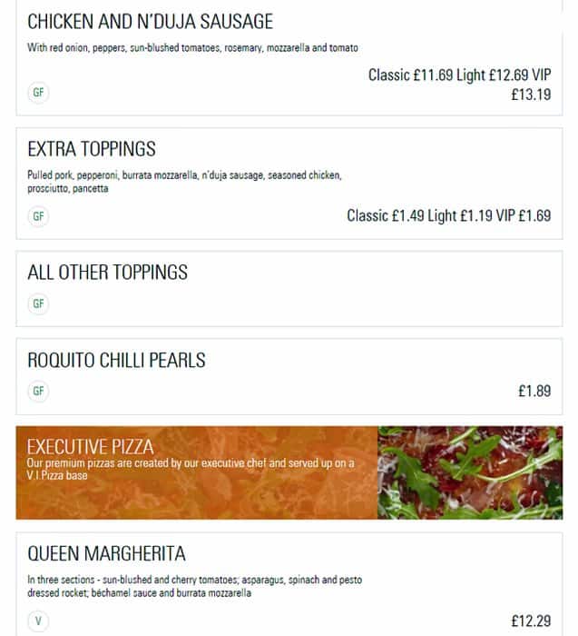 Prezzo - Harrow menu