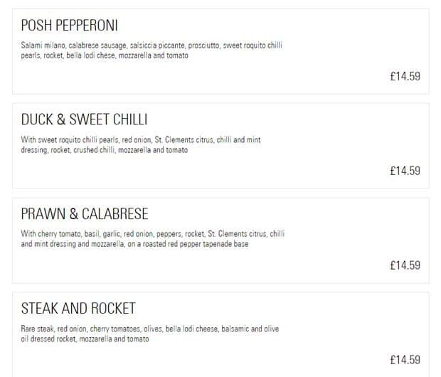 Prezzo - Harrow menu