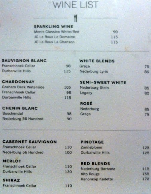 Menu at Billy G at Silverstar restaurant, Roodepoort, Silverstar Casino