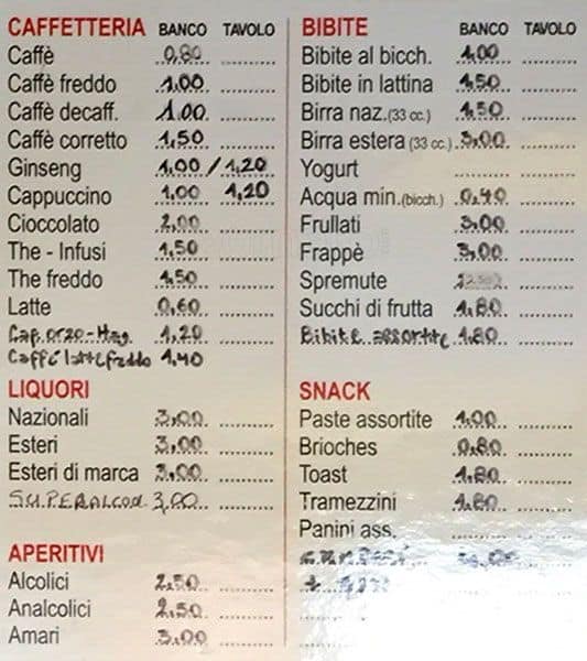 Menu di Pasticceria Berardo 