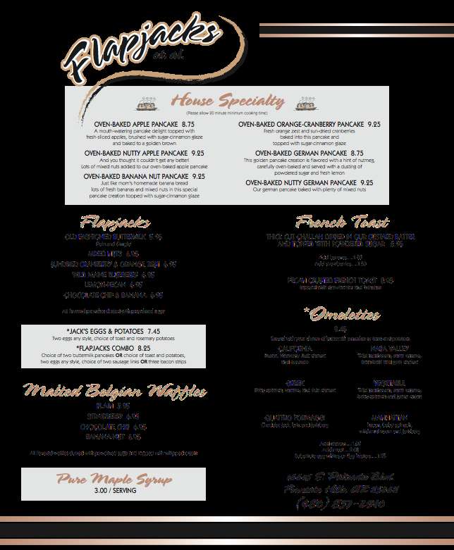 Flapjacks Menu, Menu for Flapjacks, Fountain Hills, Maricopa County