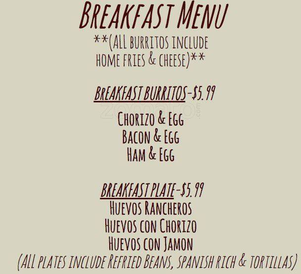 Elma's Taqueria Menu, Menu for Elma's Taqueria, East San Jose, San Jose