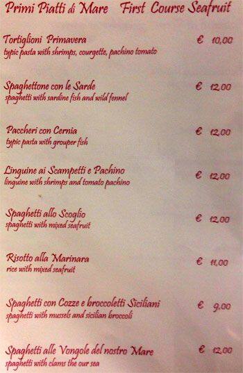 Menu di il cappero 