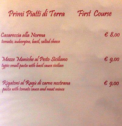 Menu di il cappero 