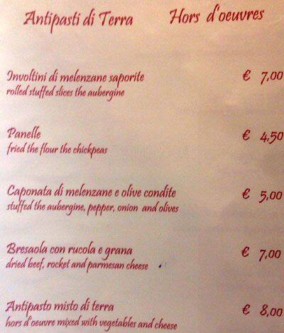 Menu di il cappero 