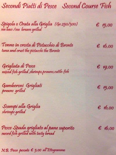Menu di il cappero 
