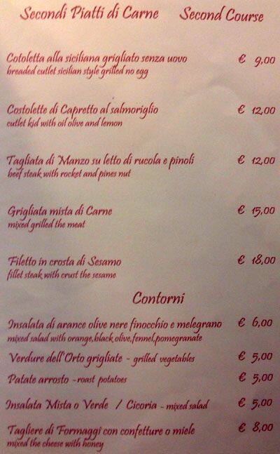 Menu di il cappero 
