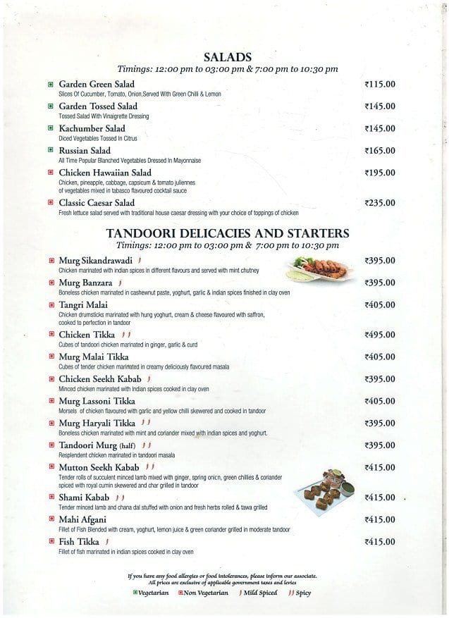 Silver Spoon menu