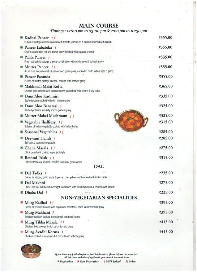 Silver Spoon menu