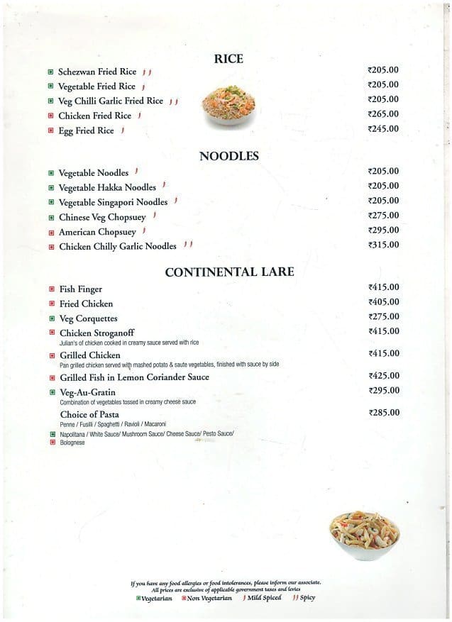 Silver Spoon menu