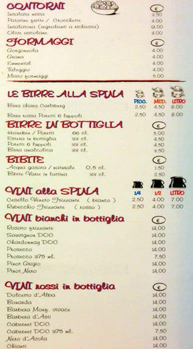 Menu di Pizzeria del Sole 