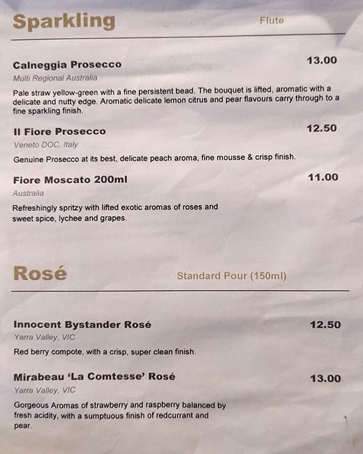 Menu at Palace Balwyn Cinema cafe, Deepdene