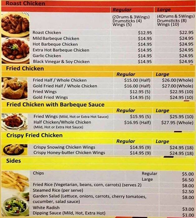 Vons Chicken menu, Menu restauracji Vons Chicken, Victoria Park, Perth