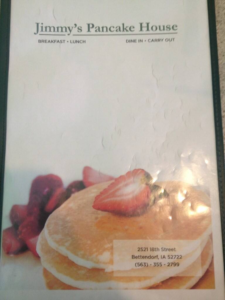 Menu at Jimmy's Pancake House restaurant, Bettendorf
