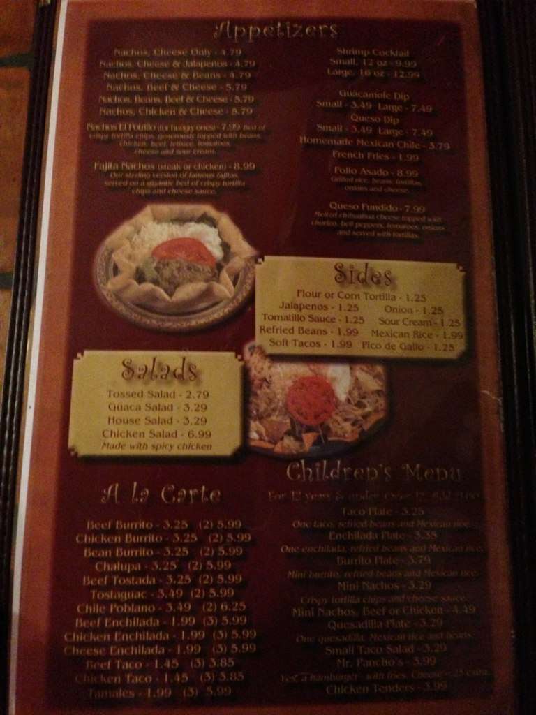 Menu at El Potrillo Mexican Restaurant & Grill, Lafayette, Moss St