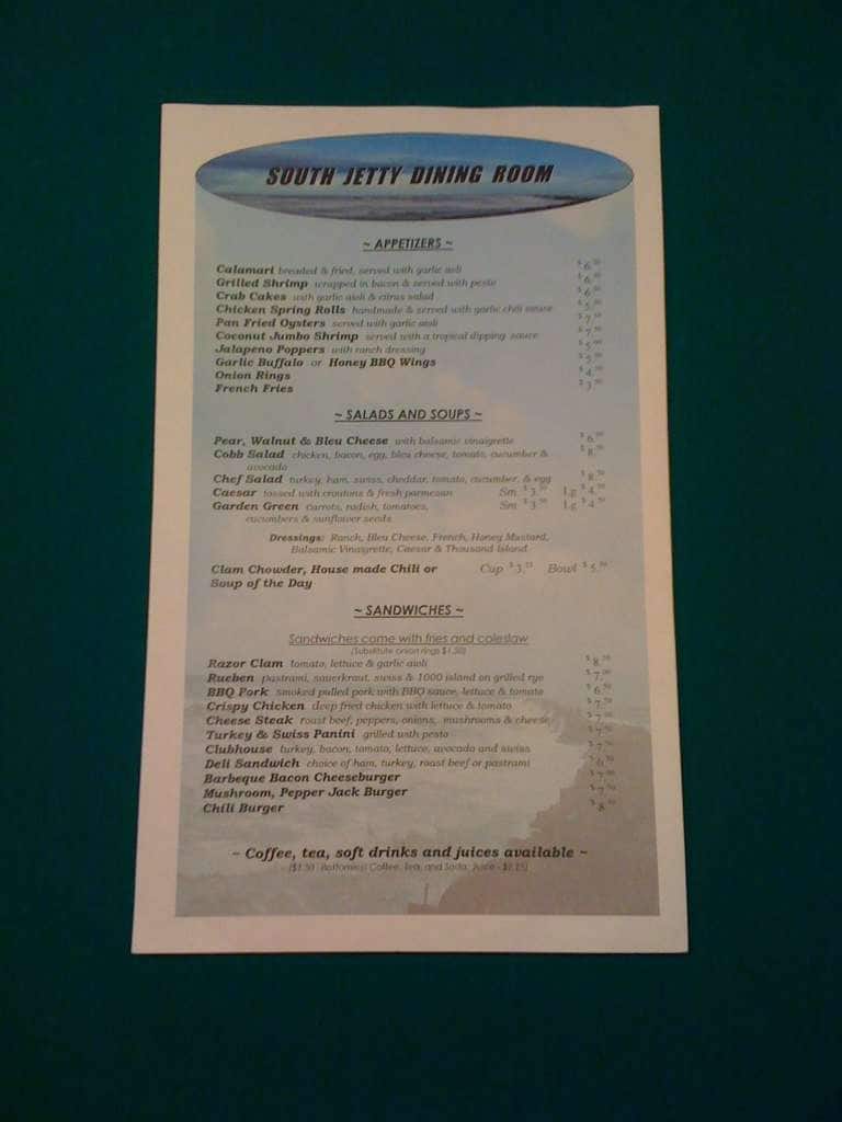 South Jetty Dining Room & Bar Menu - Urbanspoon/Zomato