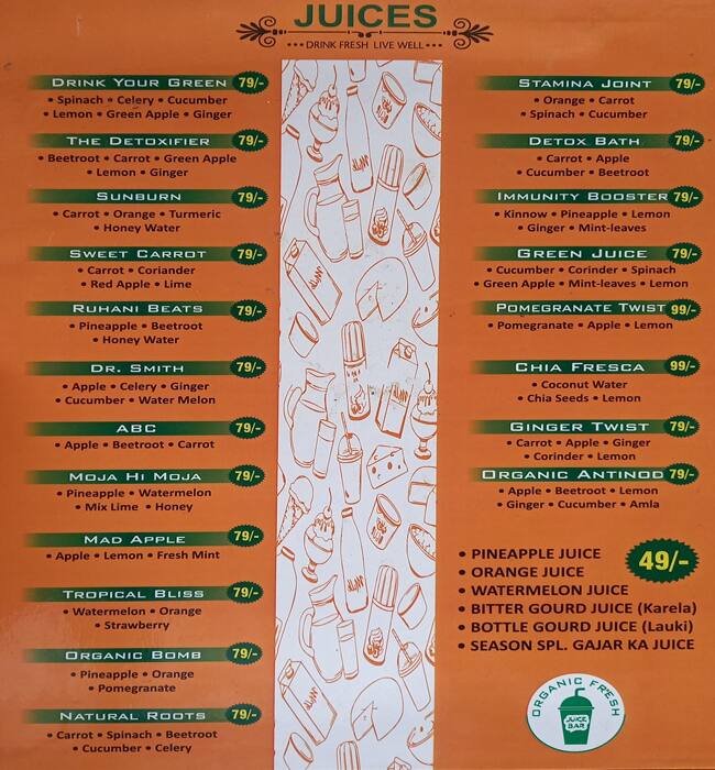 Menu of Juice.Me, Sector 16, Faridabad